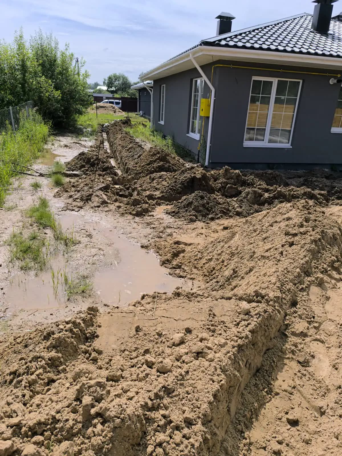 Монтаж ЛОС и дренажа в деревне Портянниково